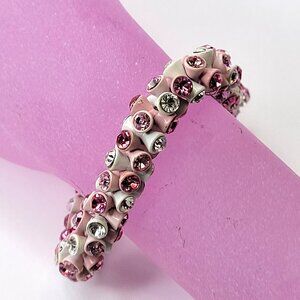 Pink and White Rhinestone Stretch Bracelet